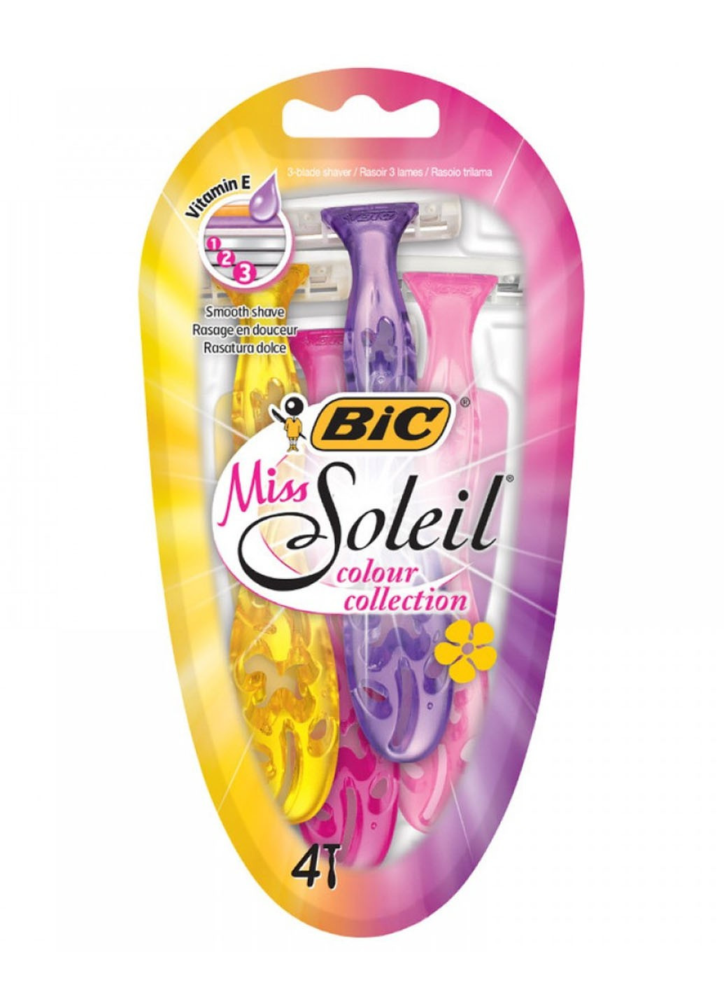 Набор бритв miss soleil colour collection (4 шт) Bic (264668448)