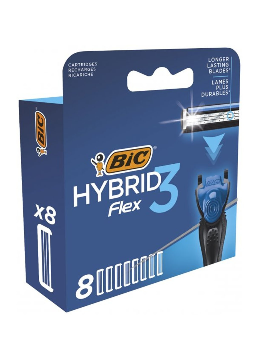 Сменные картриджи для бритья (лезвия) Flex 3 Hybrid мужские (8 шт) Bic (264668486)
