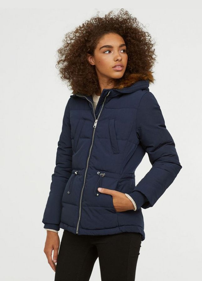 Темно-синя демісезонна стеганна куртка H&M