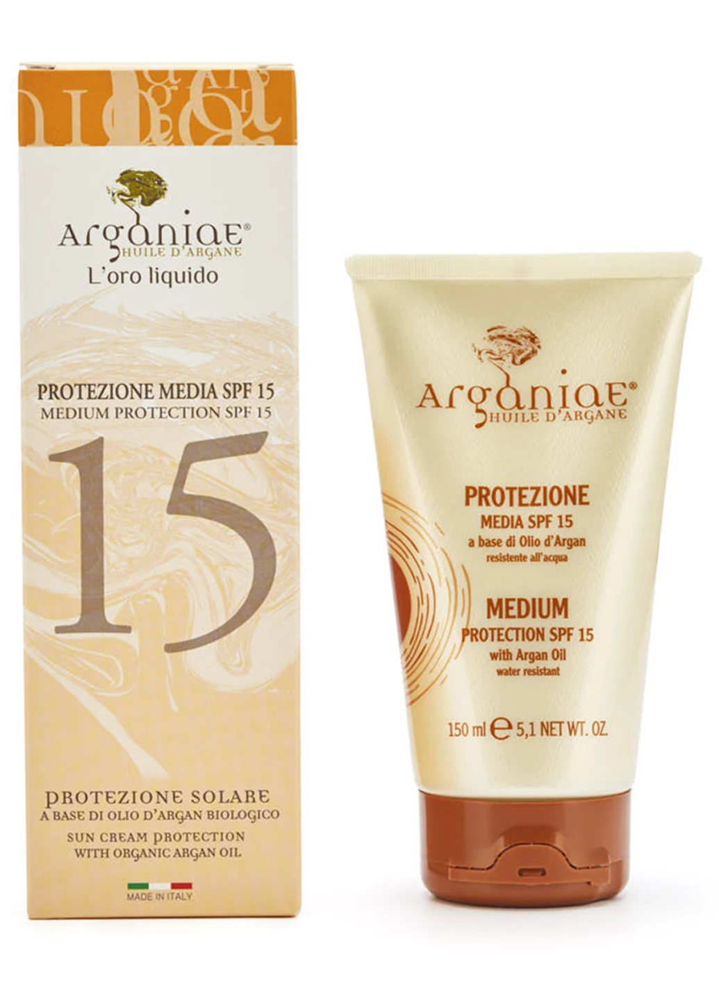 Arganiae Сонцезахисний Крем i Solari Середній Захист SPF15 з Аргановою Олією 150мл 0335 — Крем, Італія (264831789)