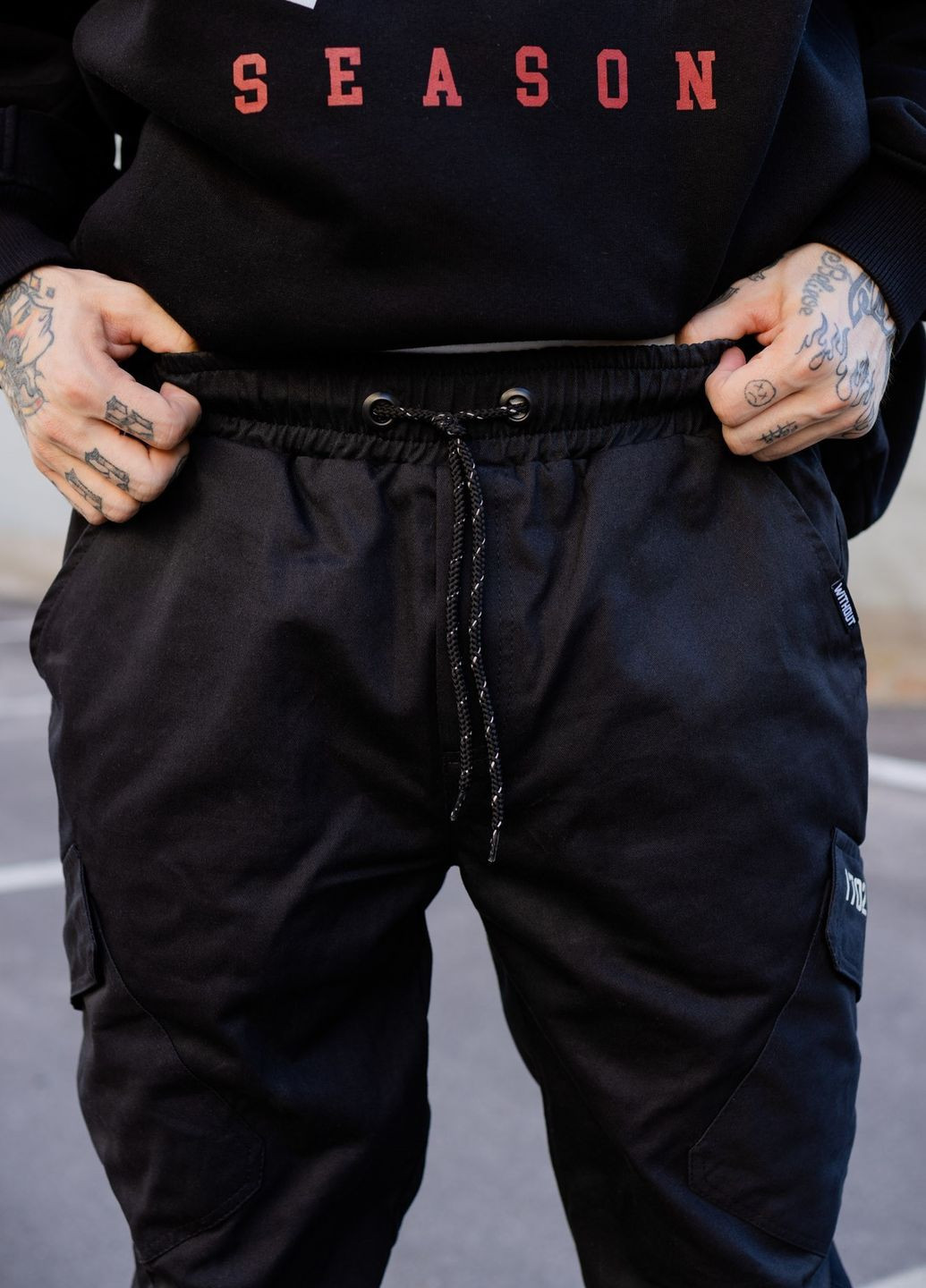 Черные кэжуал демисезонные карго брюки Without