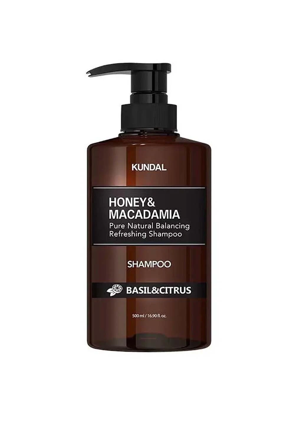 Відновлюючий шампунь з медом та олією макадамії Honey&Macadamia Nature Shampoo Basil&Citrus 500 мл Kundal (264743390)
