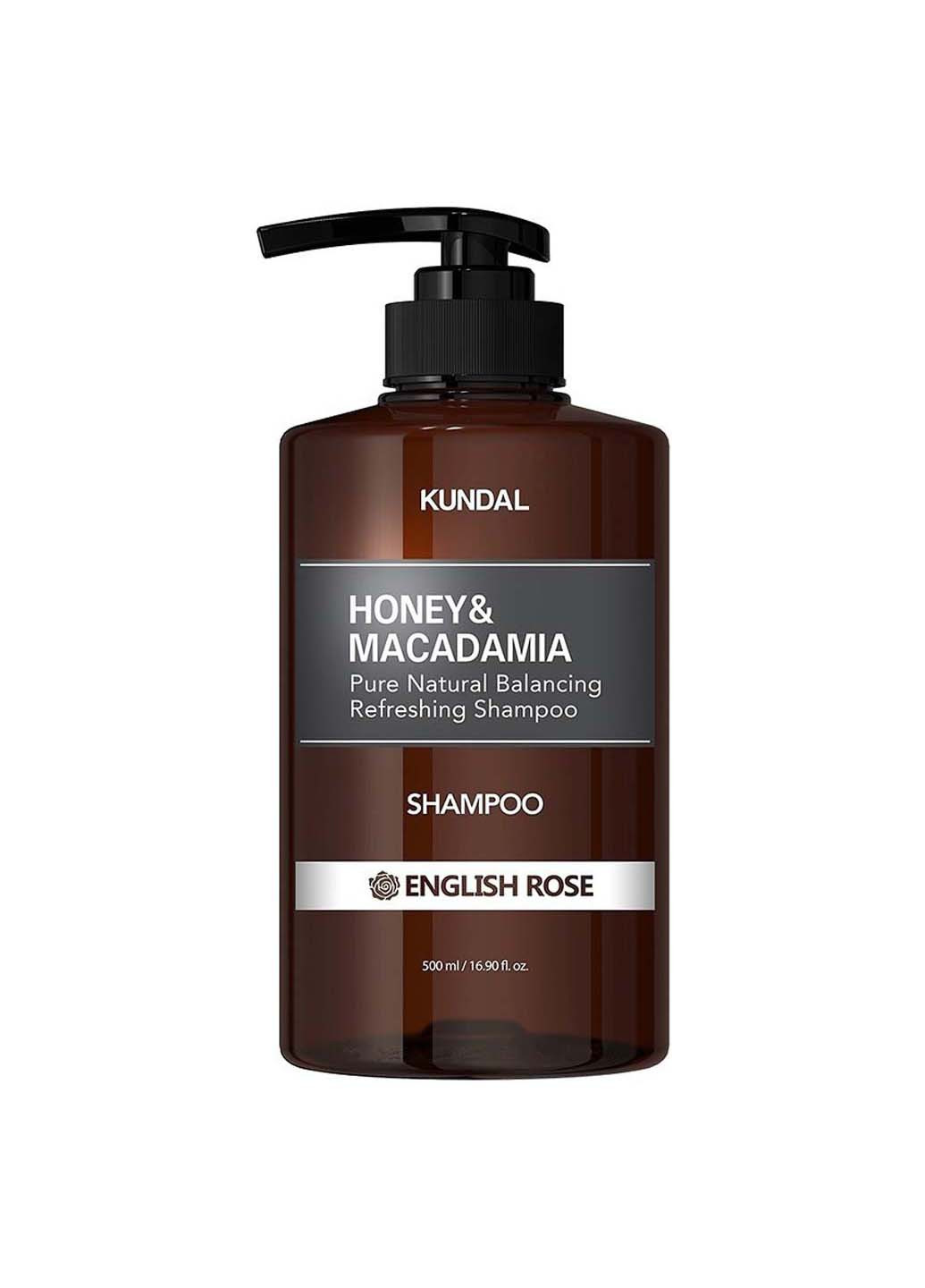 Відновлюючий шампунь з медом та олією макадамії Honey&Macadamia Nature Shampoo English Rose 500 мл Kundal (264743401)