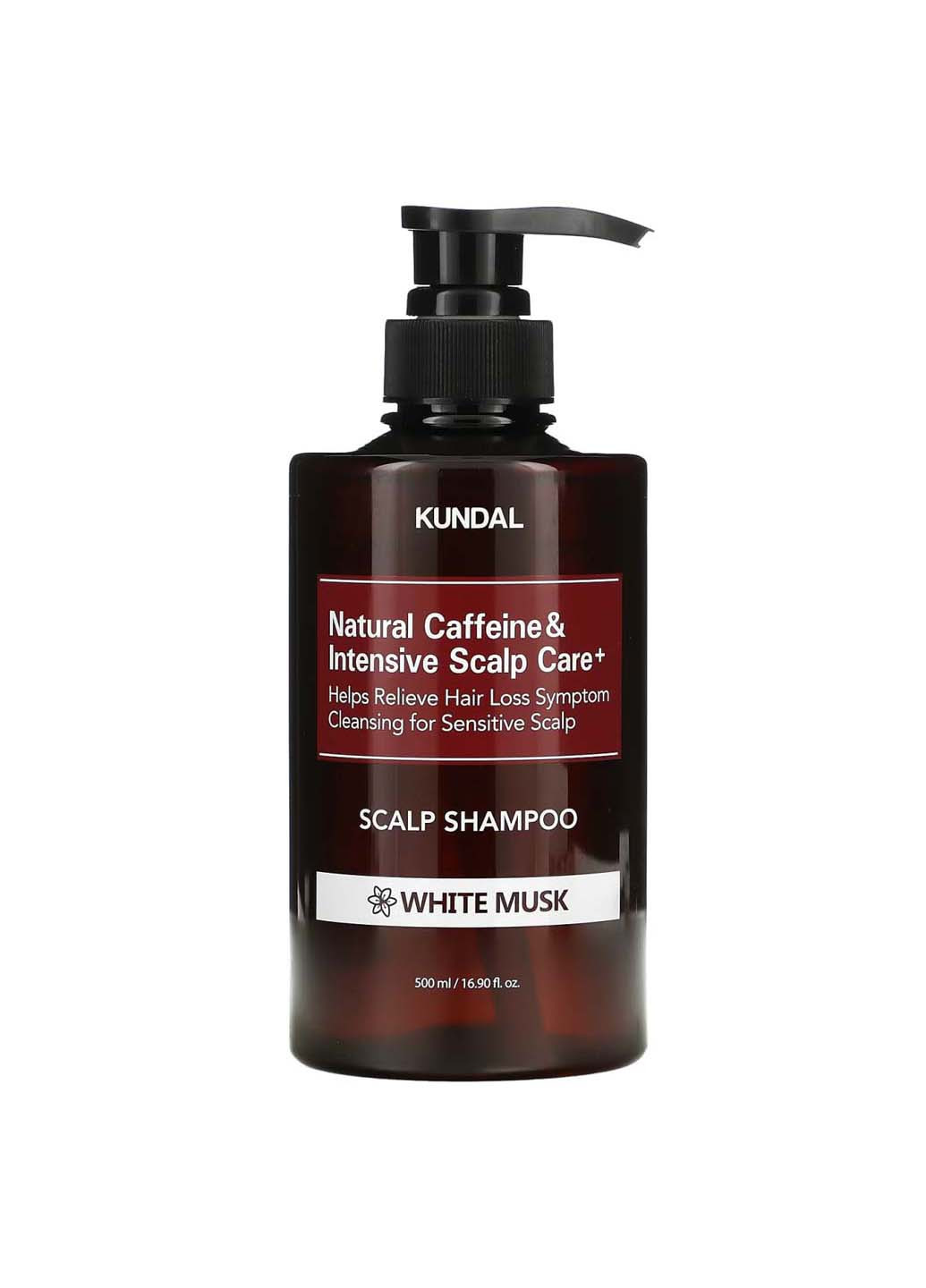 Шампунь з кофеїном проти випадіння волосся Natural Caffeine&Intensive Scalp Care Shampoo White Musk 500 мл Kundal (264743396)
