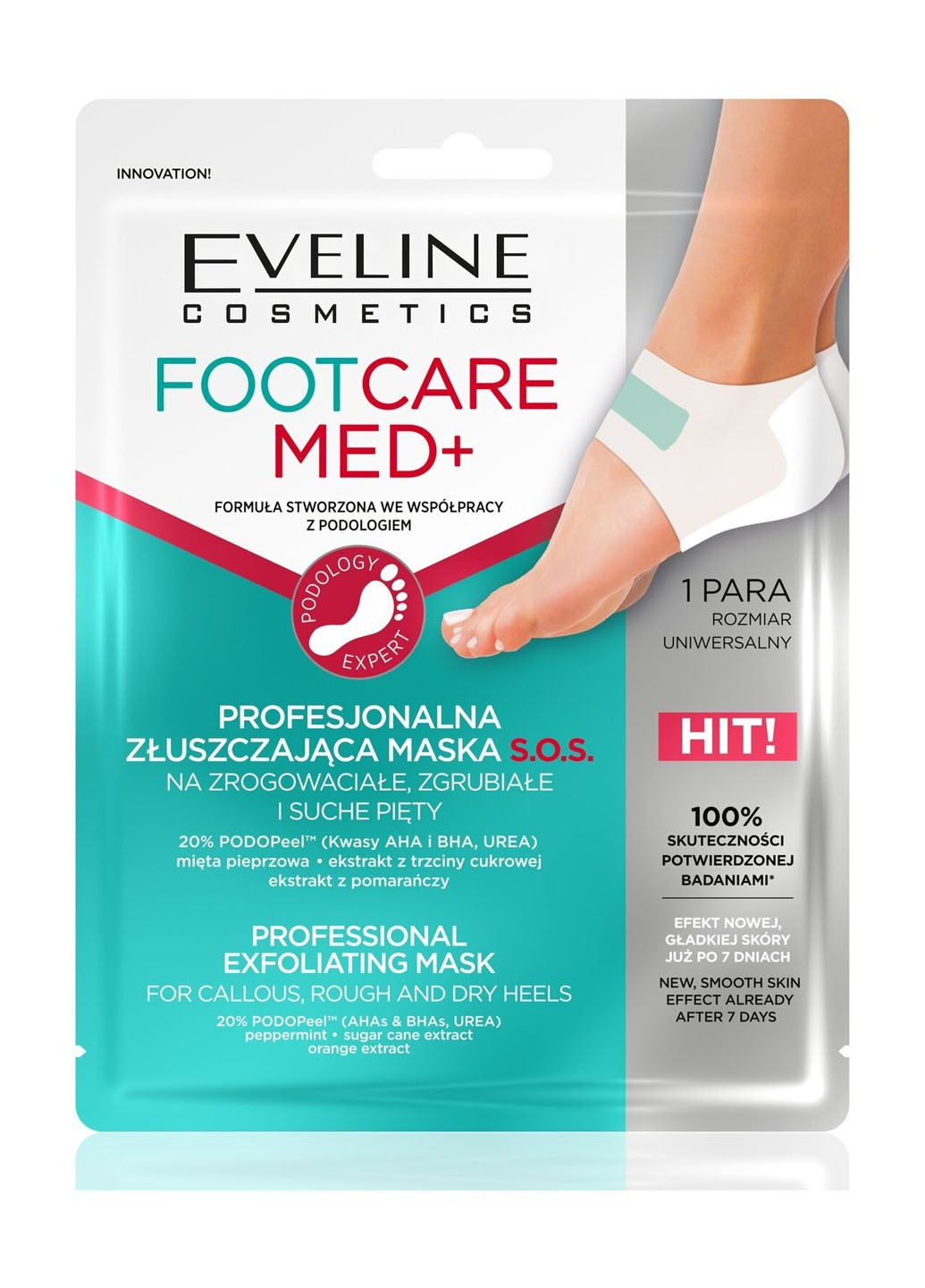 Відлущуюча експрес-маска для п'ят з АНА і ВНА кислотами серії footcare med + Eveline Cosmetics (264746186)
