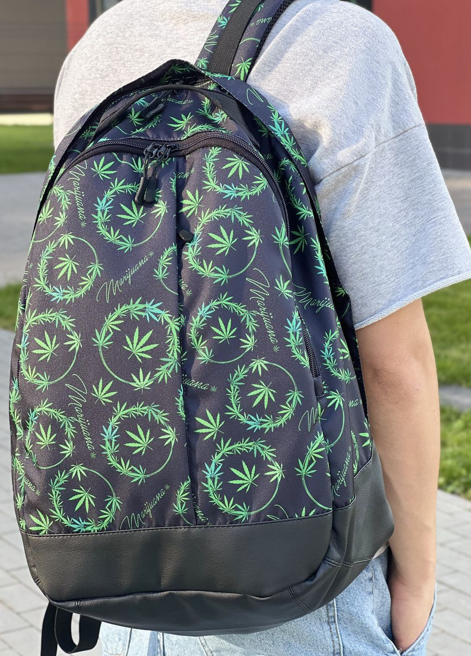 Принтовый рюкзак с рисунком Конопля School классической формы с большим количеством отделений на 30л. No Brand shkool (264834493)