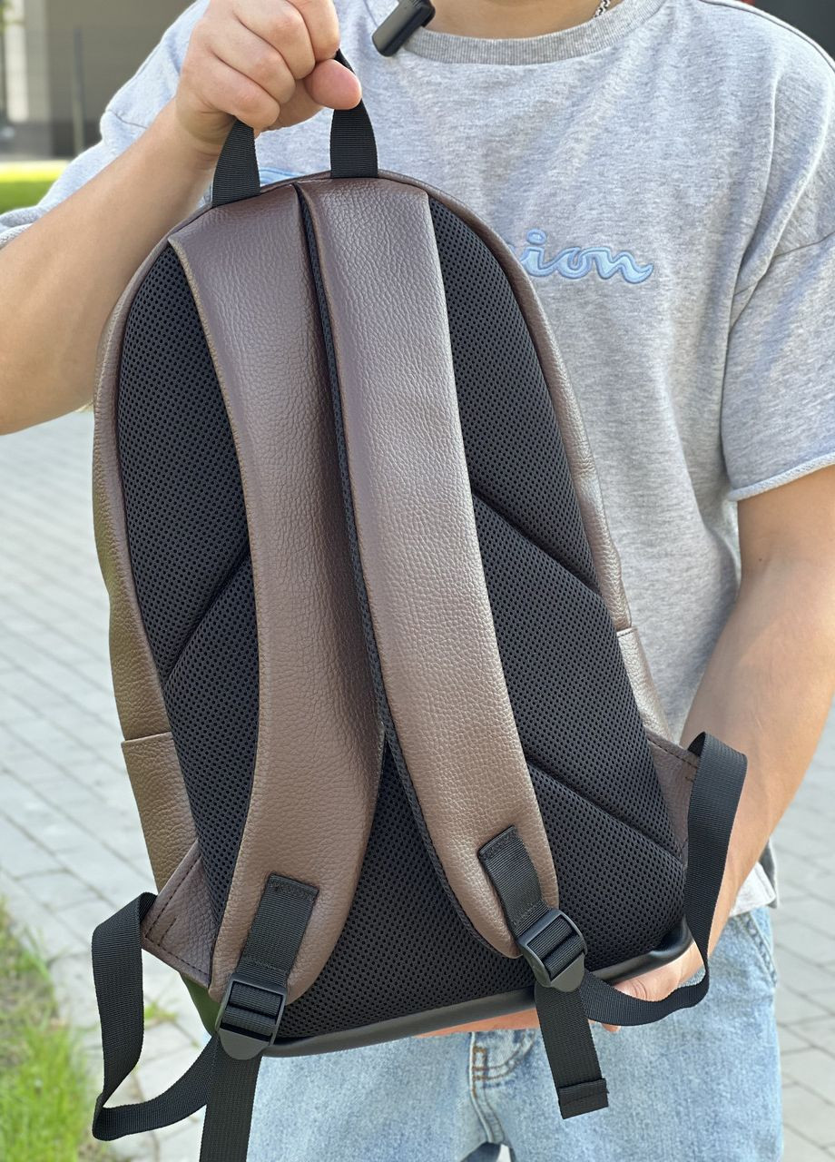 Классический стильный рюкзак в фактурной коричневой экокожи No Brand city (264834500)
