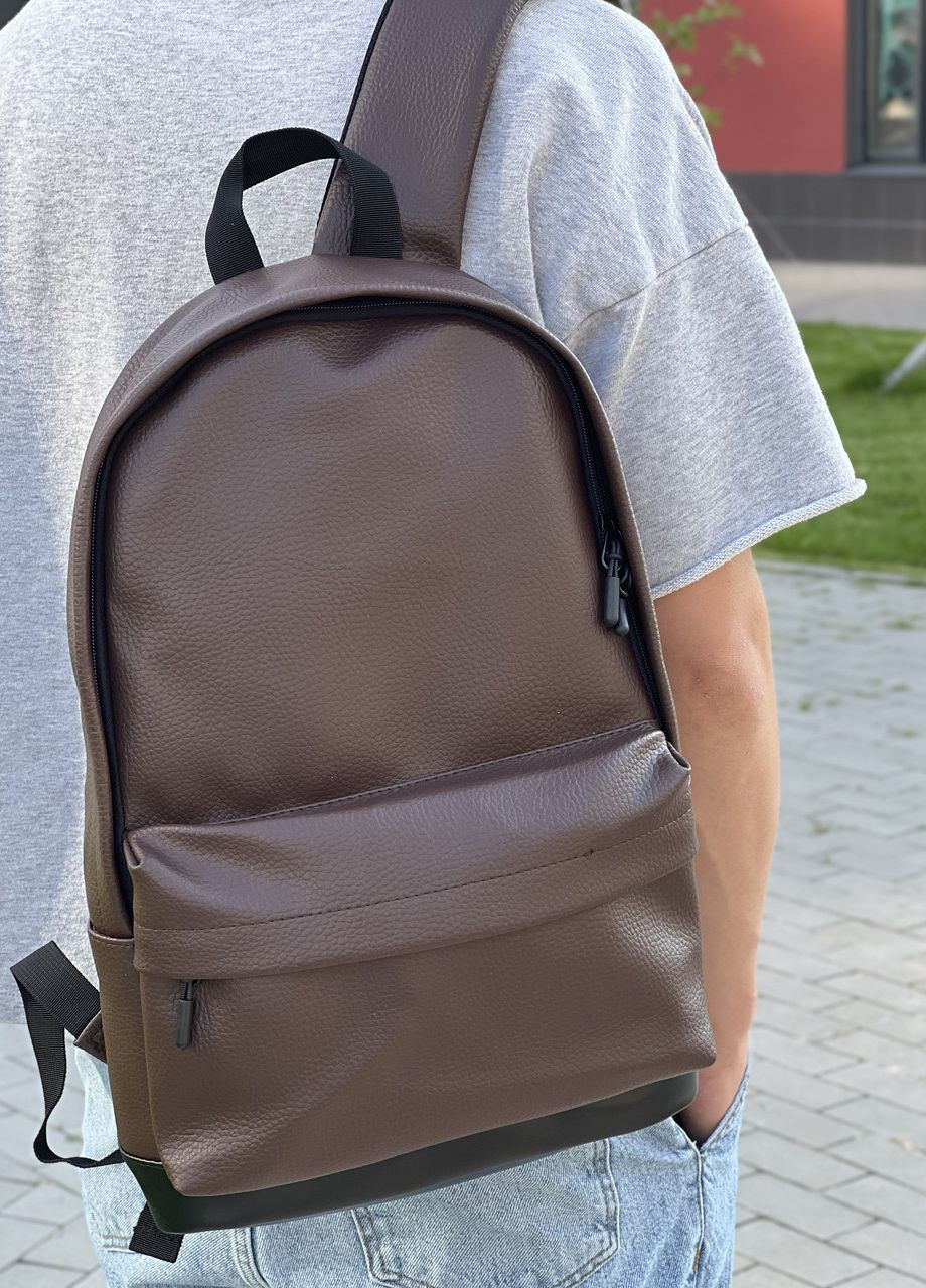 Классический стильный рюкзак в фактурной коричневой экокожи No Brand city (264834500)