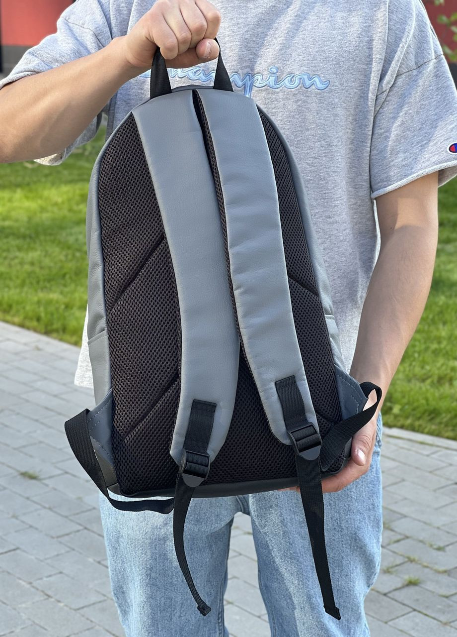 Стильный мужской городской рюкзак с эко-кожей, серый цвет No Brand city (264834489)
