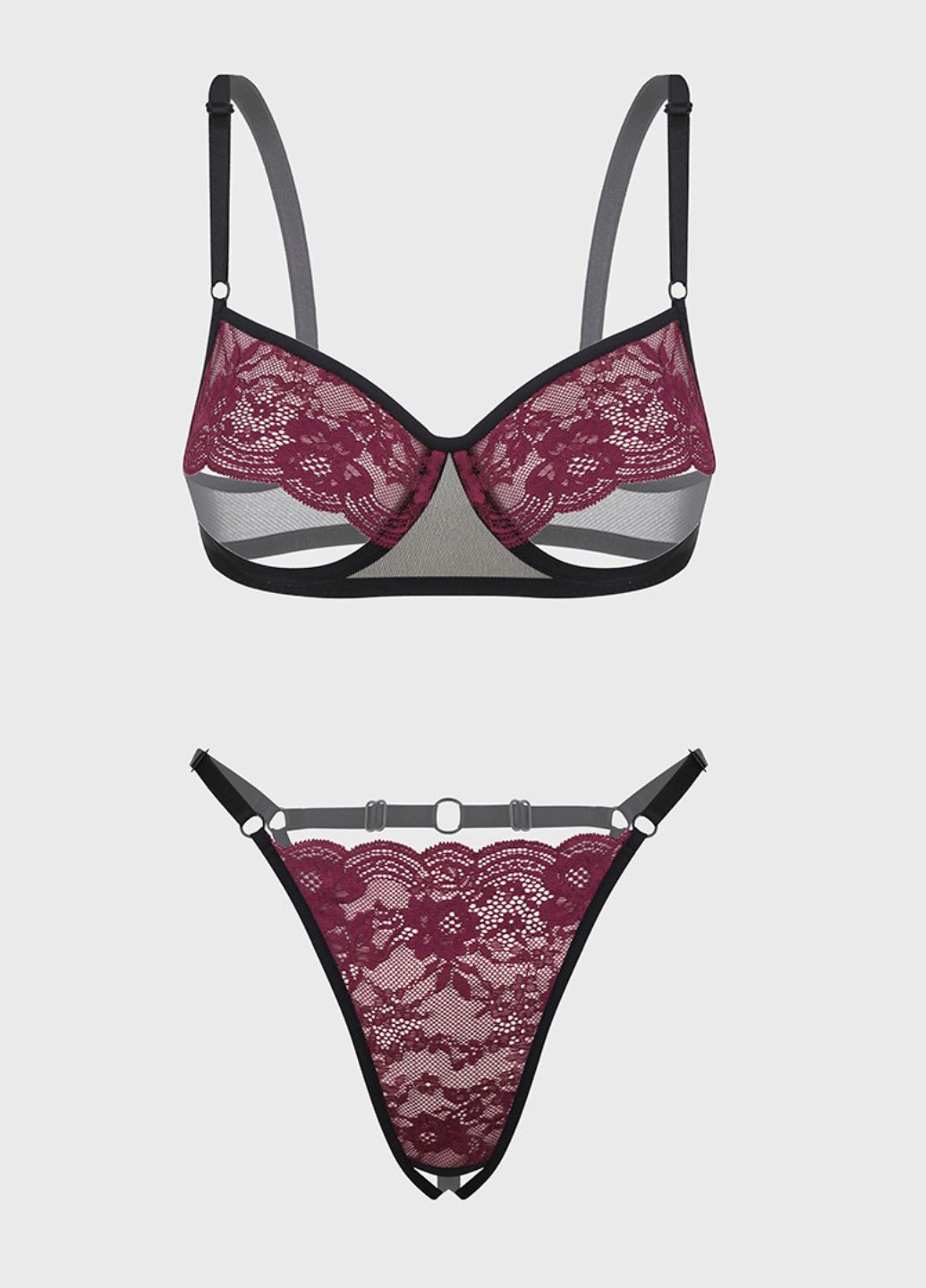 Бордовый демисезонный комплект белья (бюстгальтер 1шт)(трусики 1шт) Laceland Set Cherry