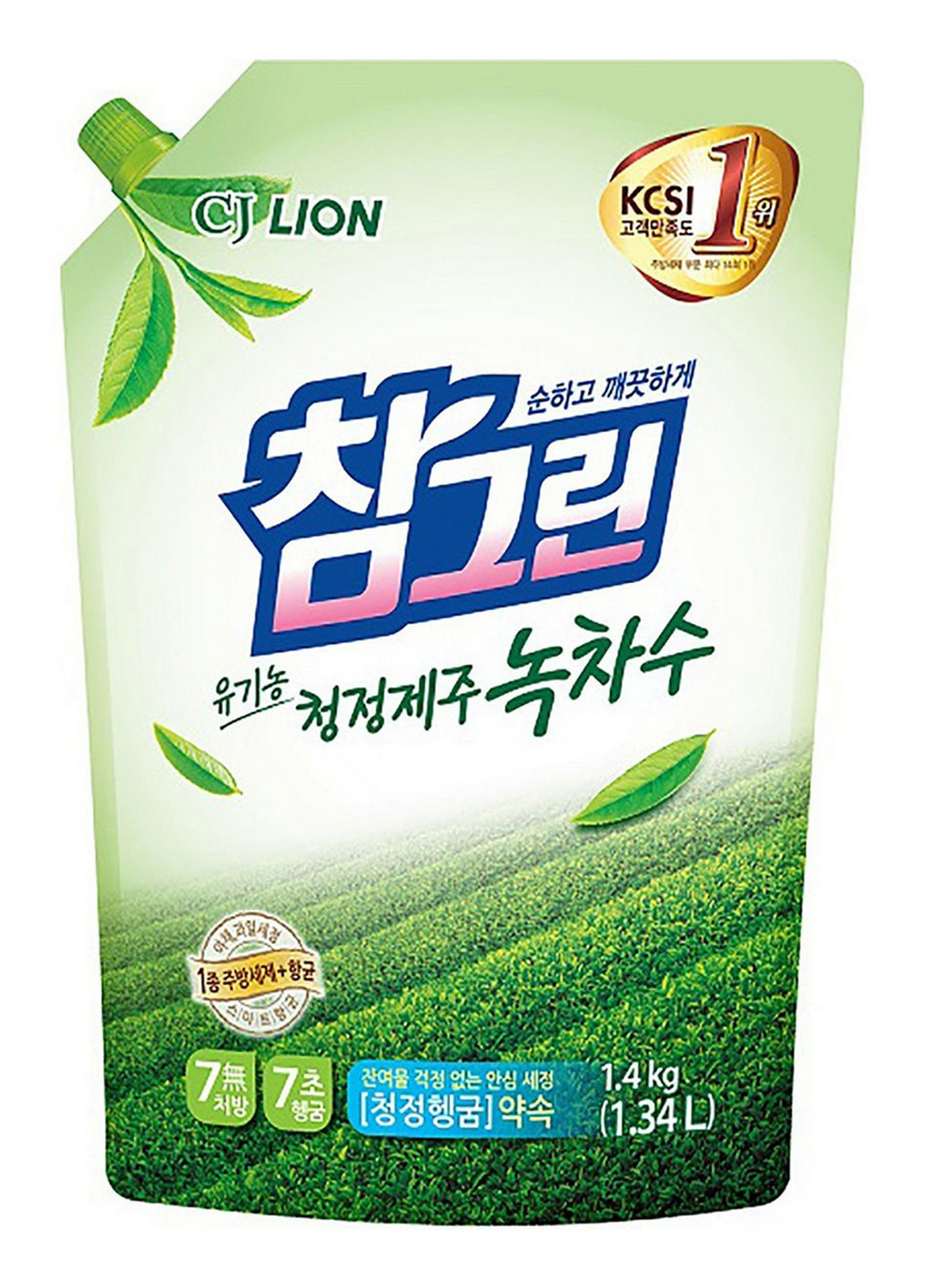 Средство для мытья посуды, овощей и фруктов Chamgreen Зеленый чай 1.4 кг LION KOREA (264829682)