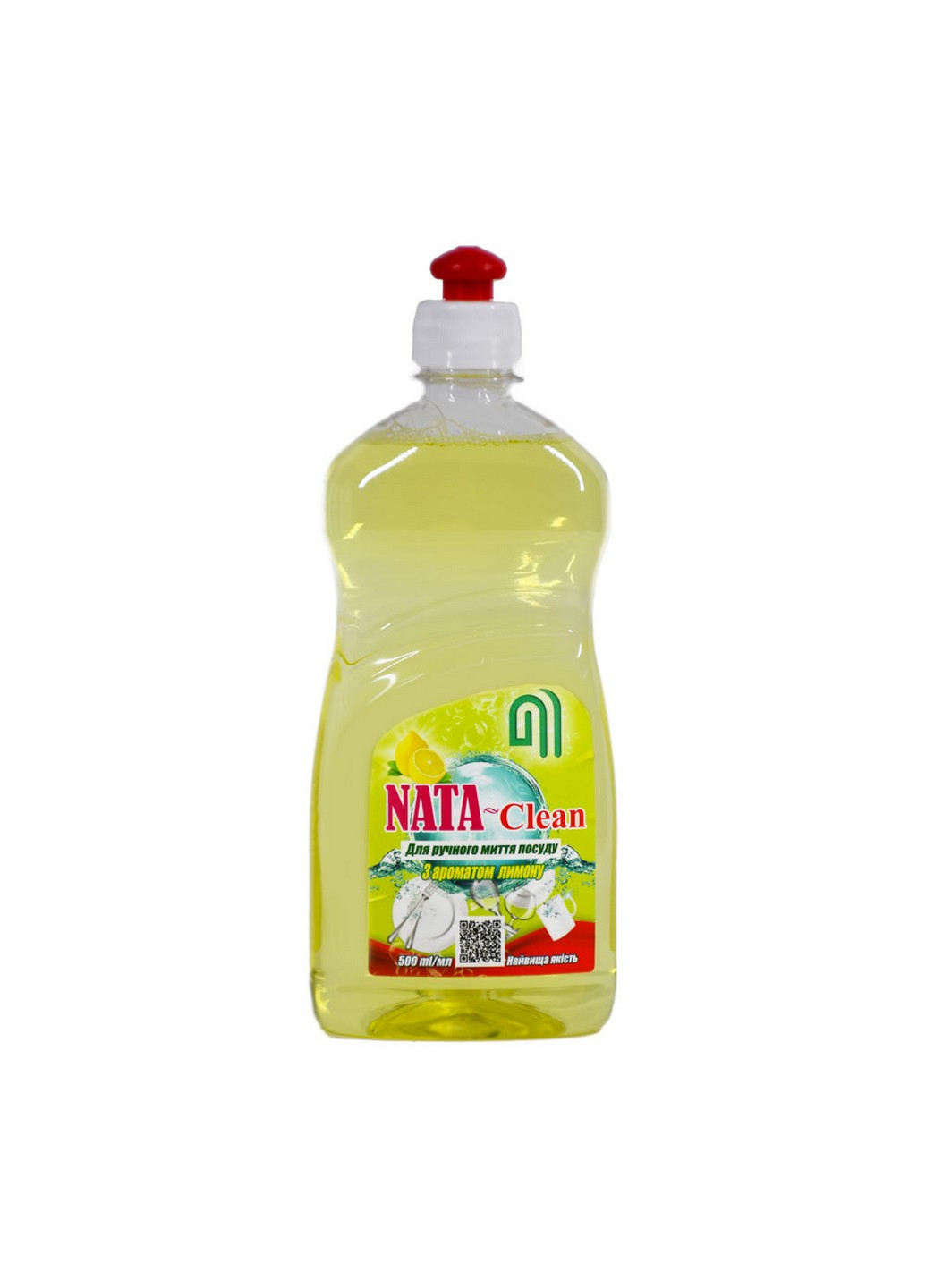 Засіб мийний для ручного миття посуду з ароматом лимону, флакон 500 мл з пуш-пулом Nata Group (264829787)
