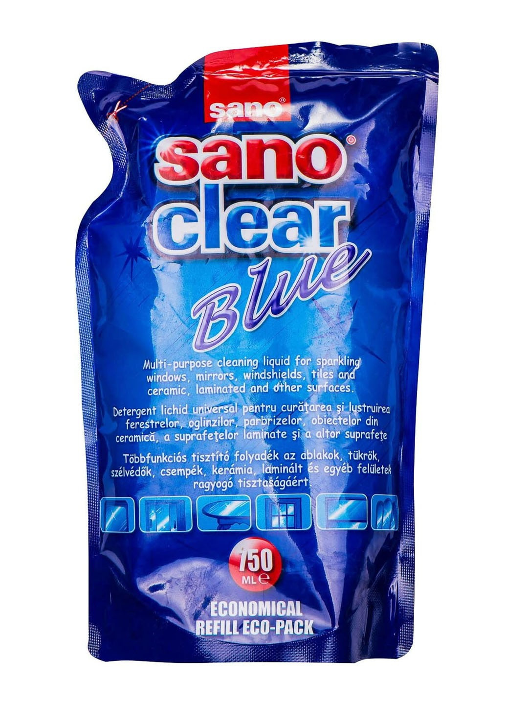 Засіб для миття скла Clear Blue 750 мл (запасний блок) Sano (264829603)