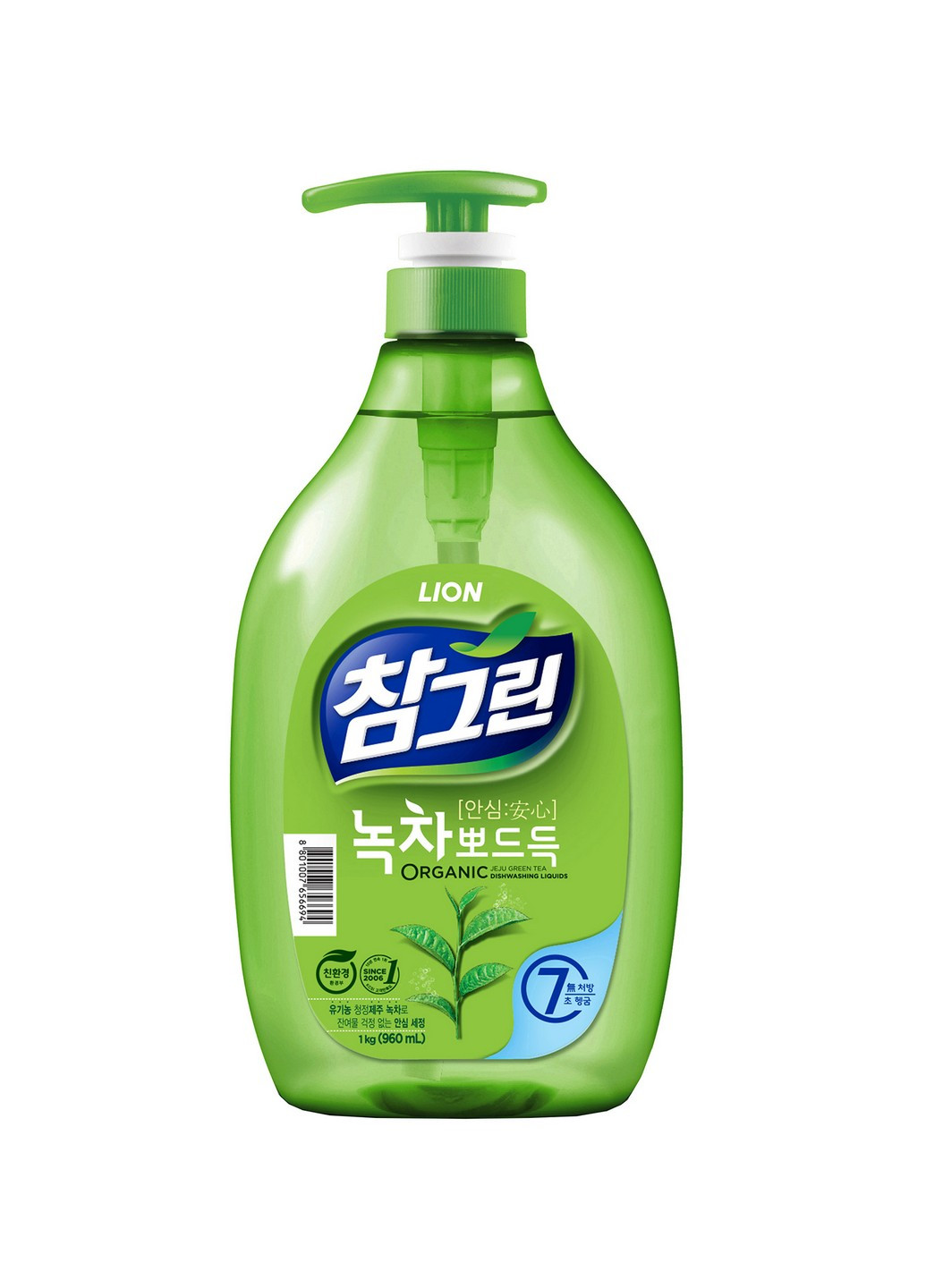 Засіб для миття посуду Chamgreen Pump Зелений чай 960 мл LION KOREA (264829680)