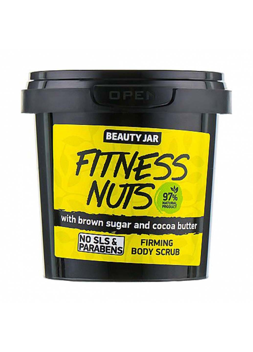 Скраб для тіла зміцнюючий з цукром Fitness Nuts 200 г Beauty Jar (264830576)