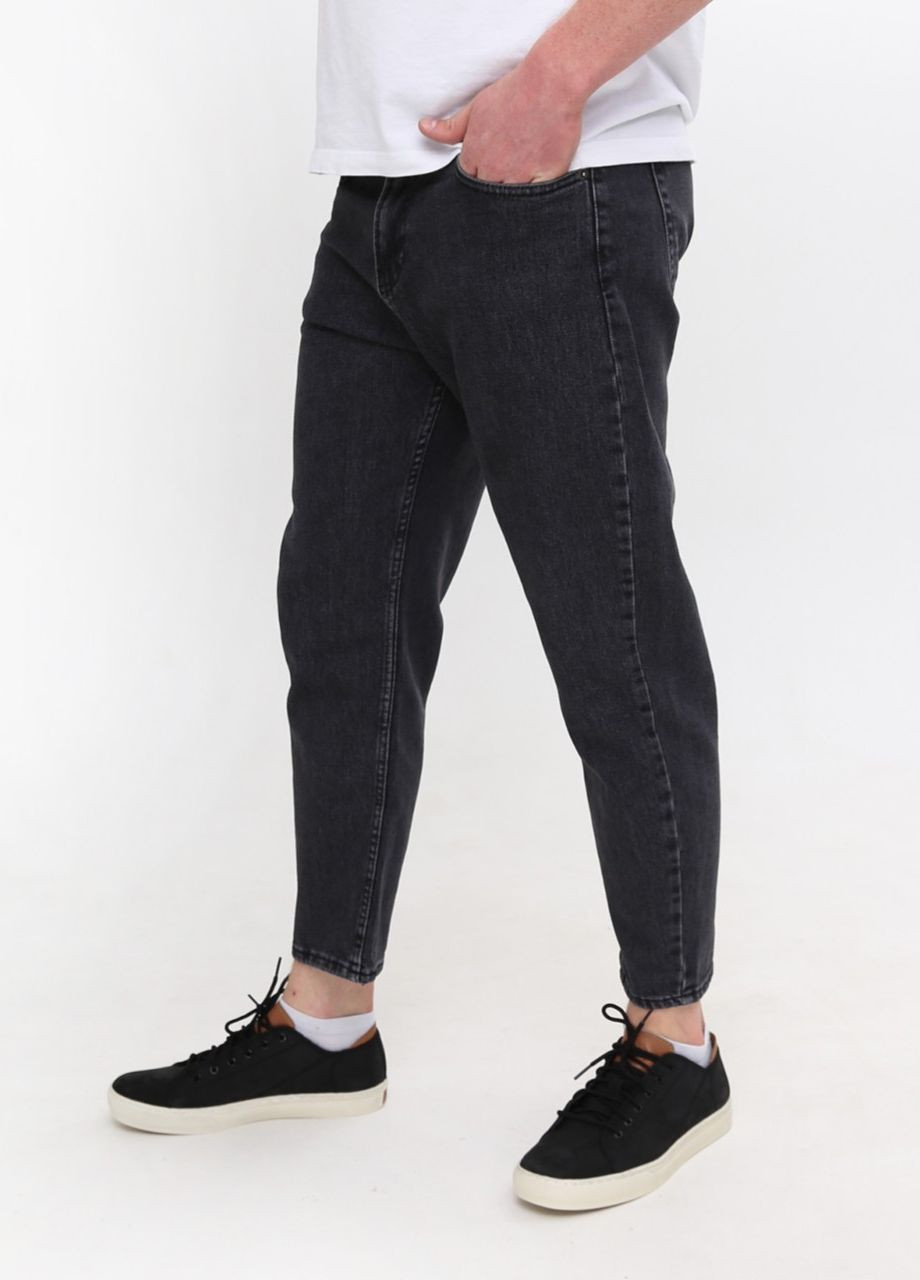 Темно-серые демисезонные мом фит джинсы мужские темно-серые мом укороченные MOM JEANSclub