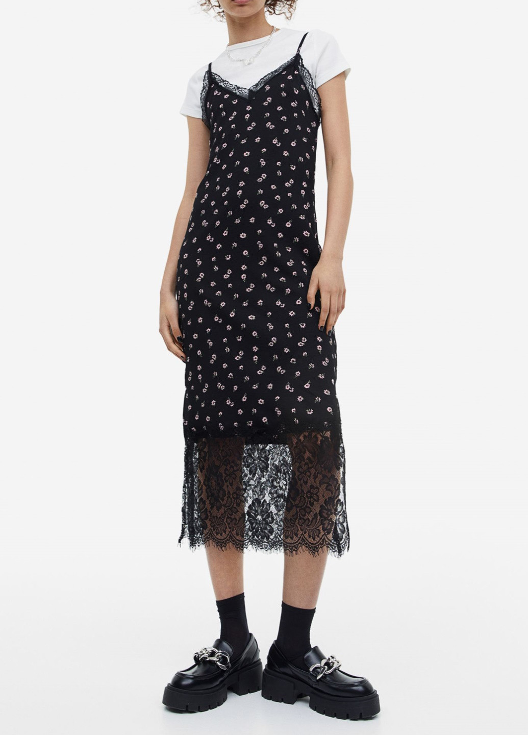 Чорна повсякденний сукня H&M з квітковим принтом