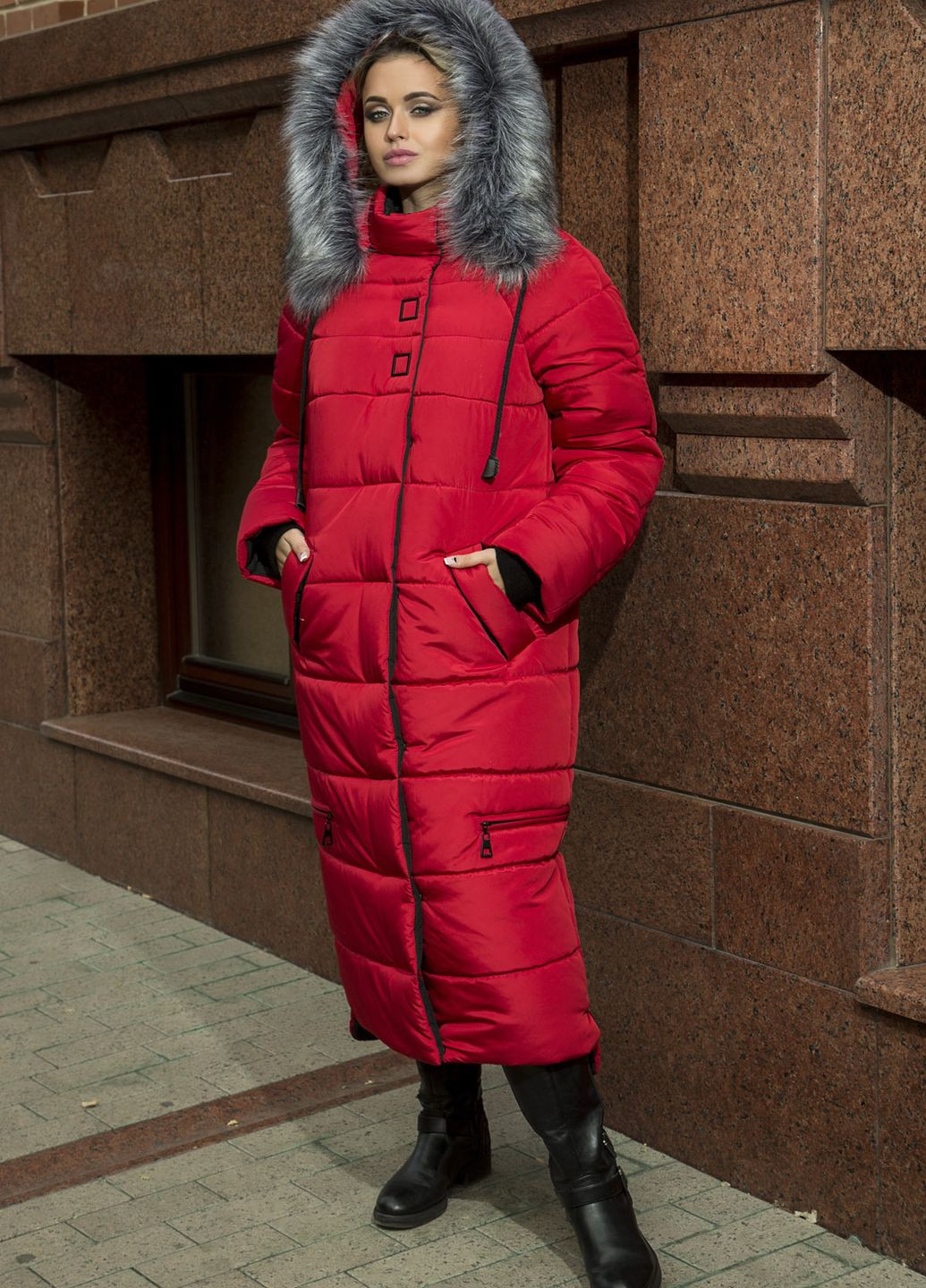 Красная зимняя пальто-куртка barbara MioRichi