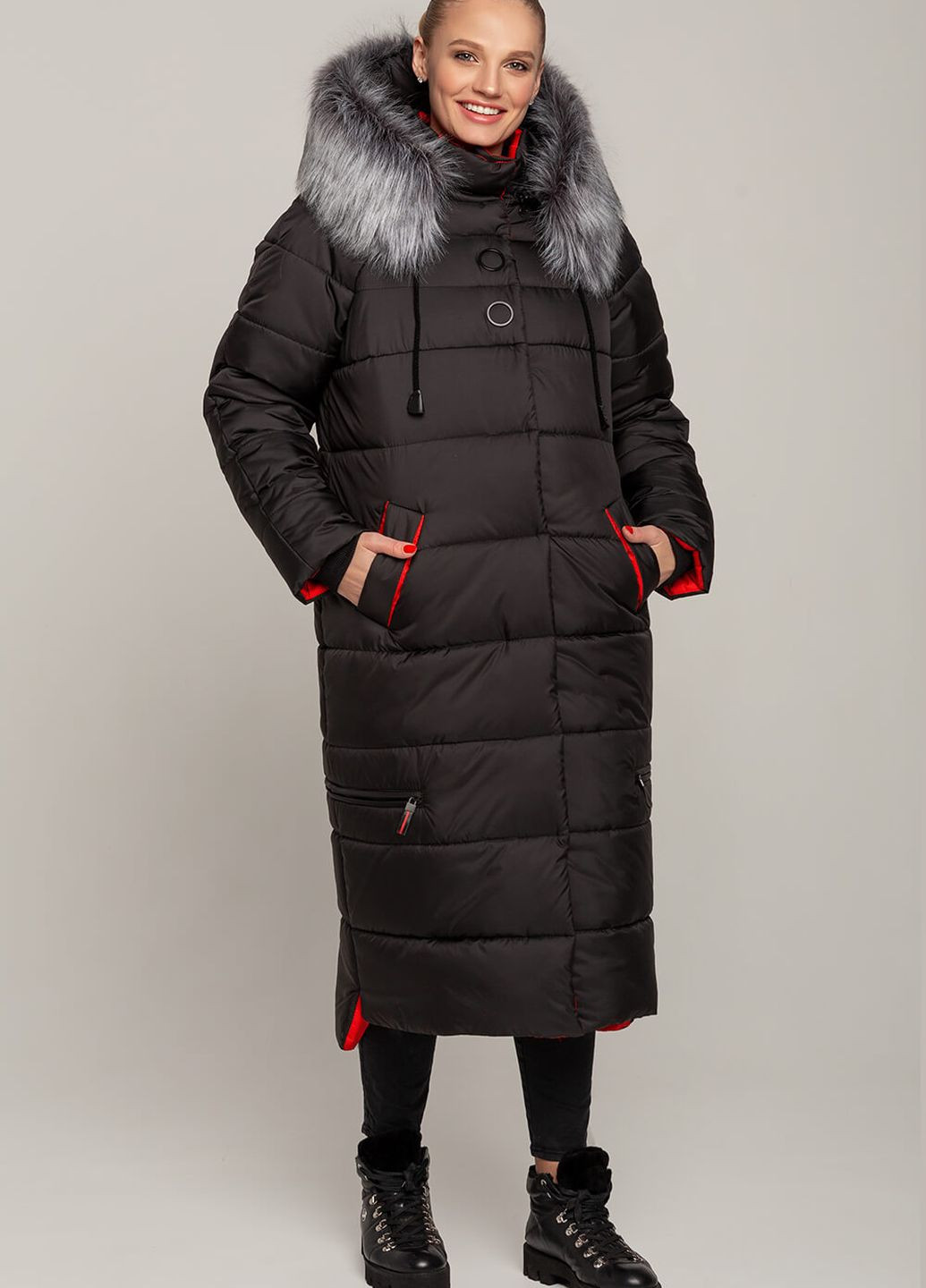Черная зимняя пальто-куртка barbara MioRichi