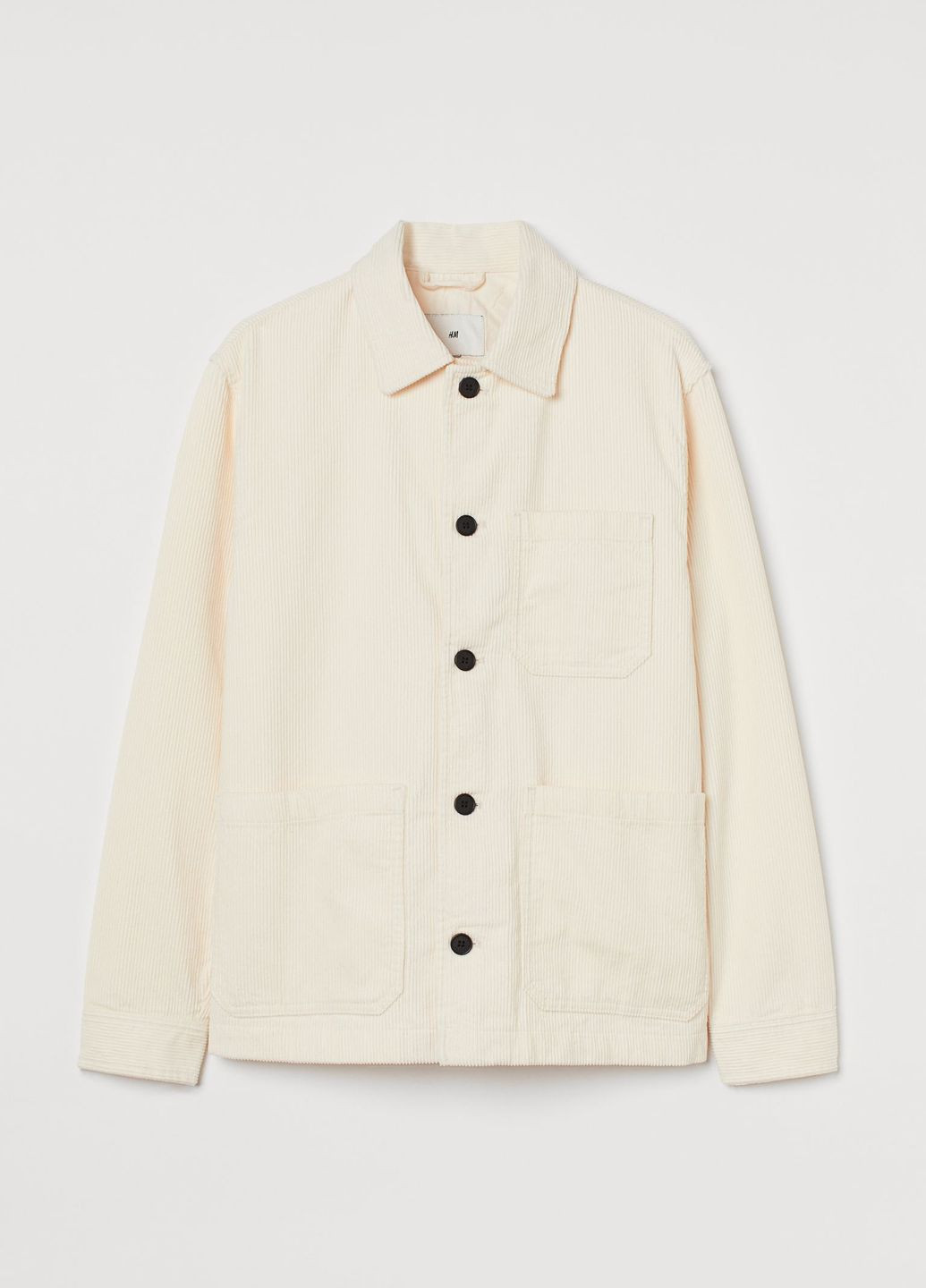 Молочная демисезонная куртка-рубашка вельветовая H&M