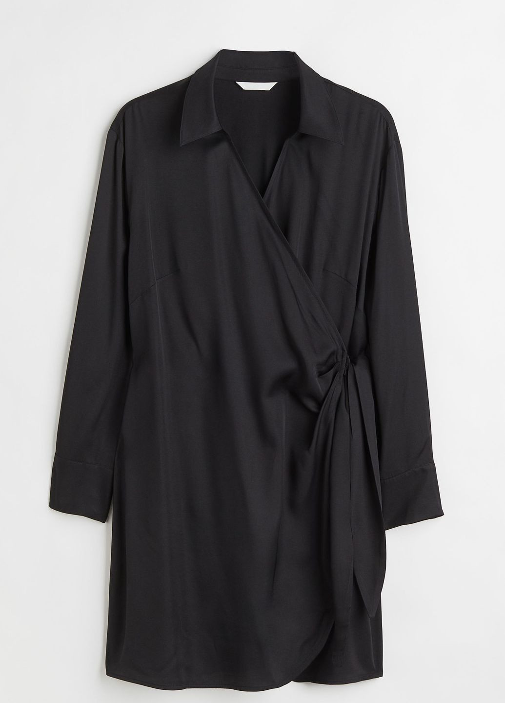 Черное повседневный платье-рубашка атласное H&M однотонное