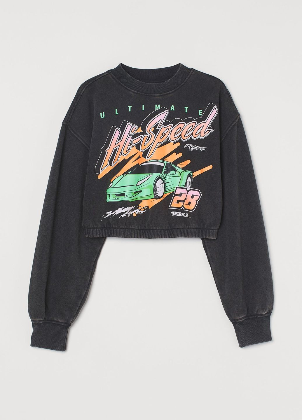 Сірий світшот укорочений H&M малюнок (265090796)