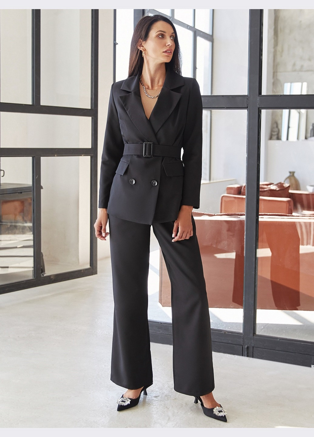 классический брючный костюм черного цвета с пиджаком Dressa (265329538)