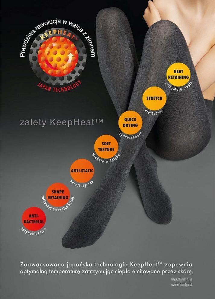 Зимові термоколготки з акриловою ниткою Marilyn Exclusive Keep Heat 80d gray (265225607)