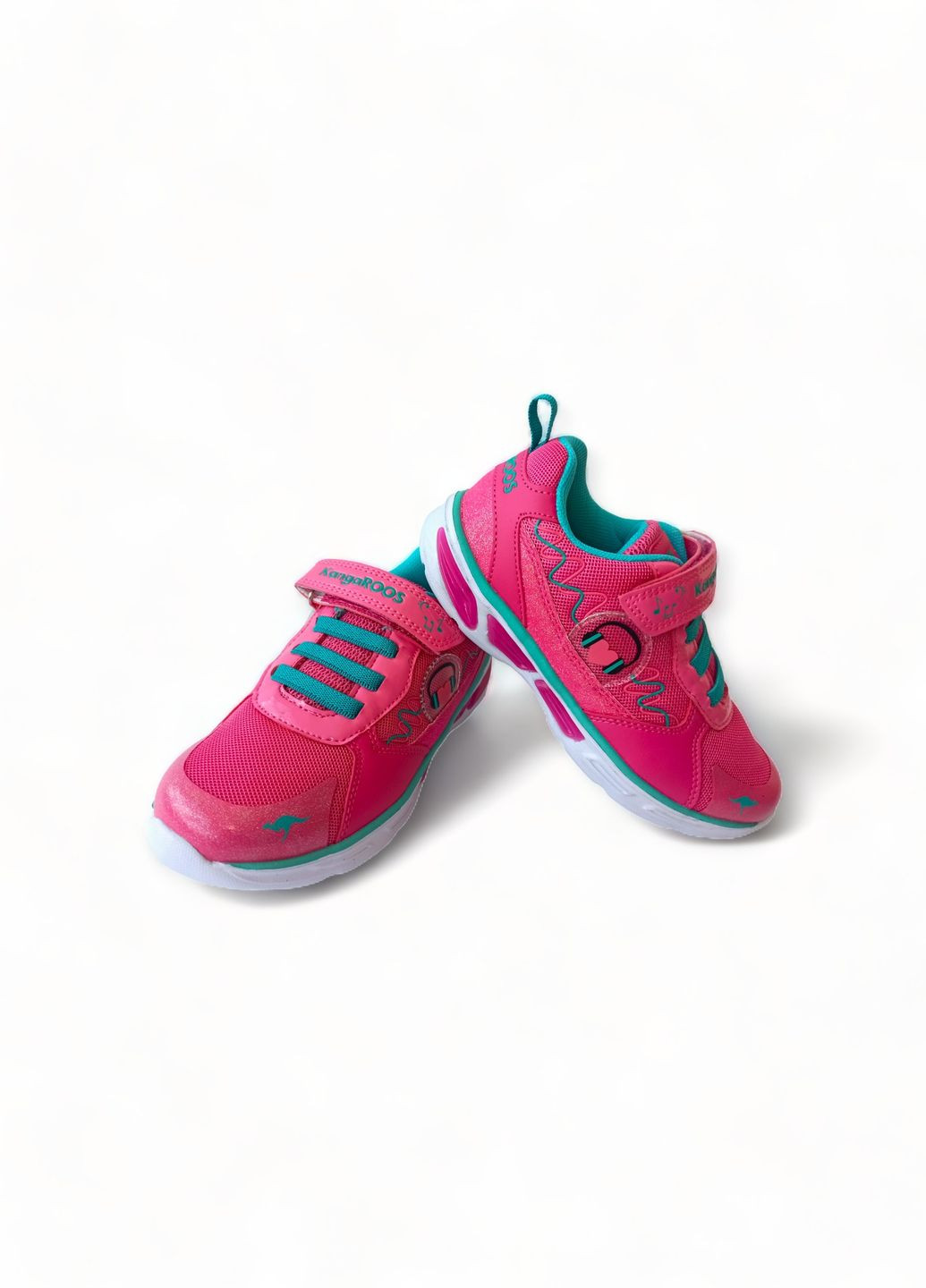 Рожеві всесезонні кросівки дитячі для дівчинки 18497/6056 рожеві з мигалками (32) Kangaroos