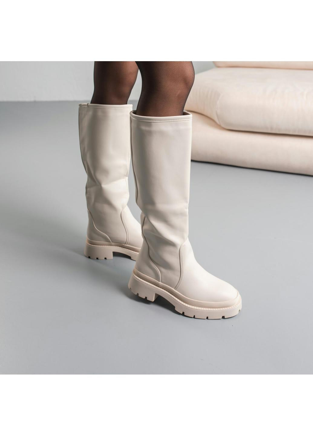 Осенние сапоги женские wilma 3871 235 молочный Fashion