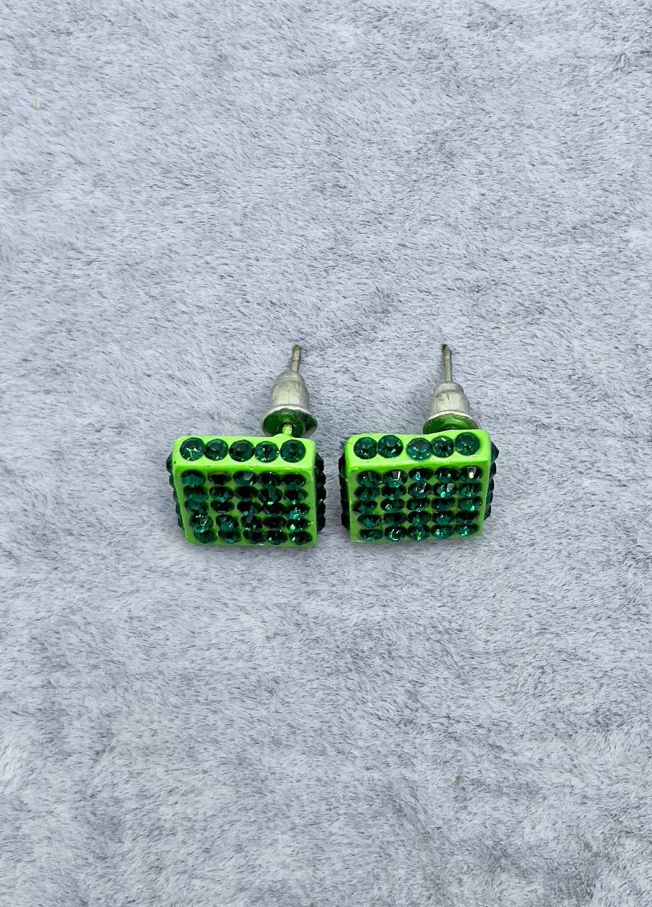 Сережки металеві зелені No Brand (265329725)