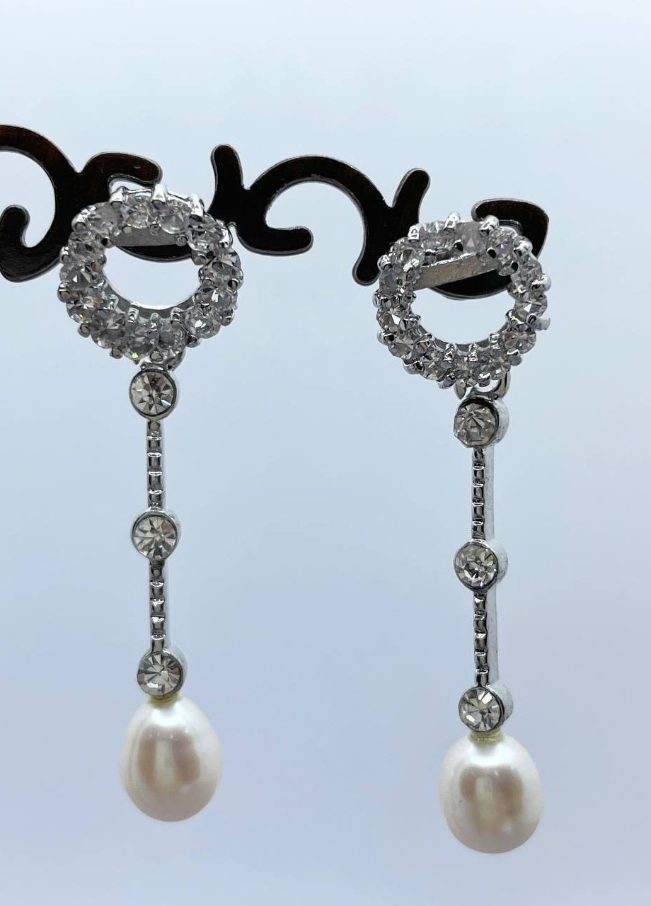 Сережки металеві з перлами No Brand (265329797)
