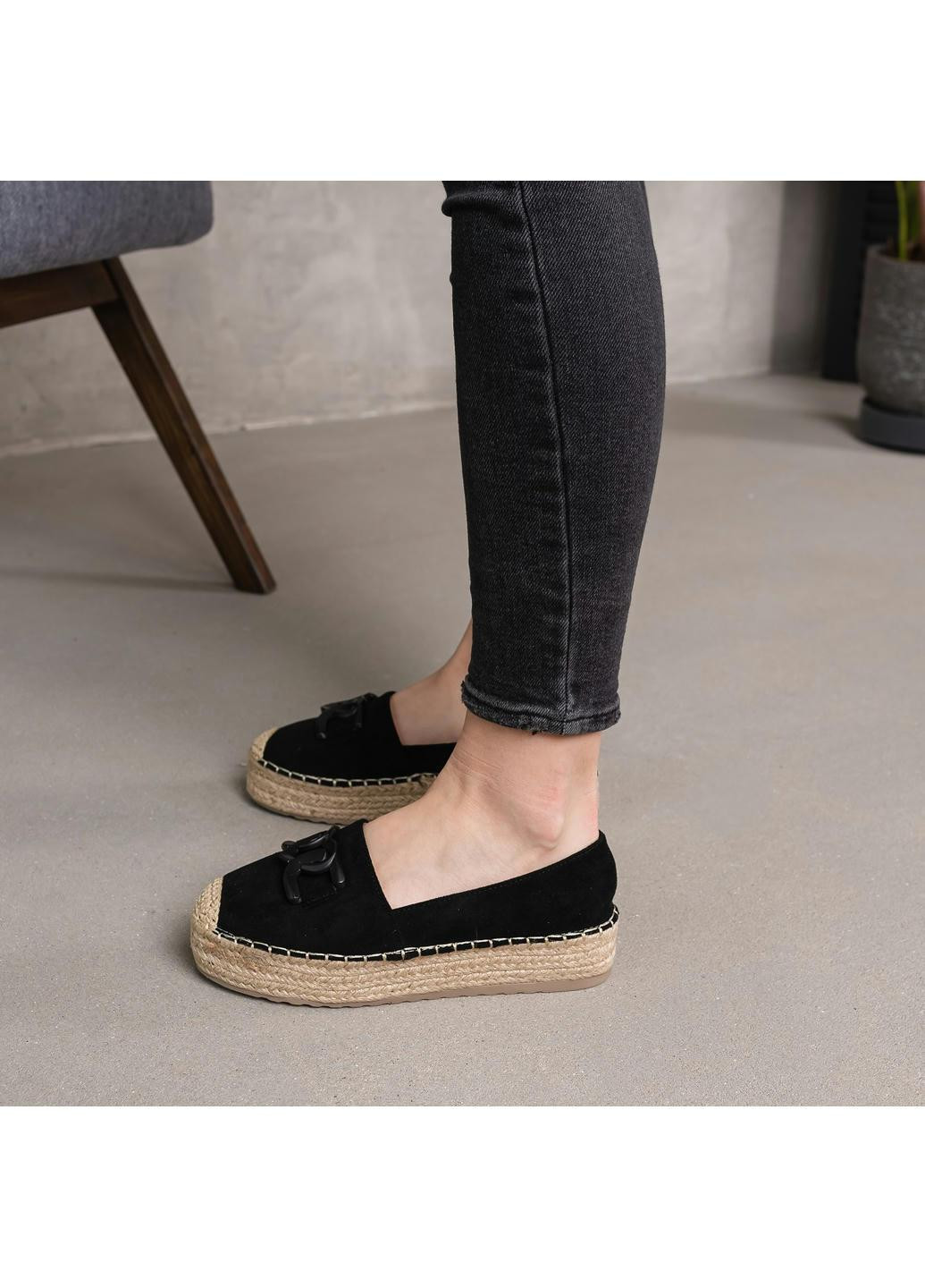 Чёрные женские эспадрильи favorite 3976 23 черный Fashion однотонный (265391549)