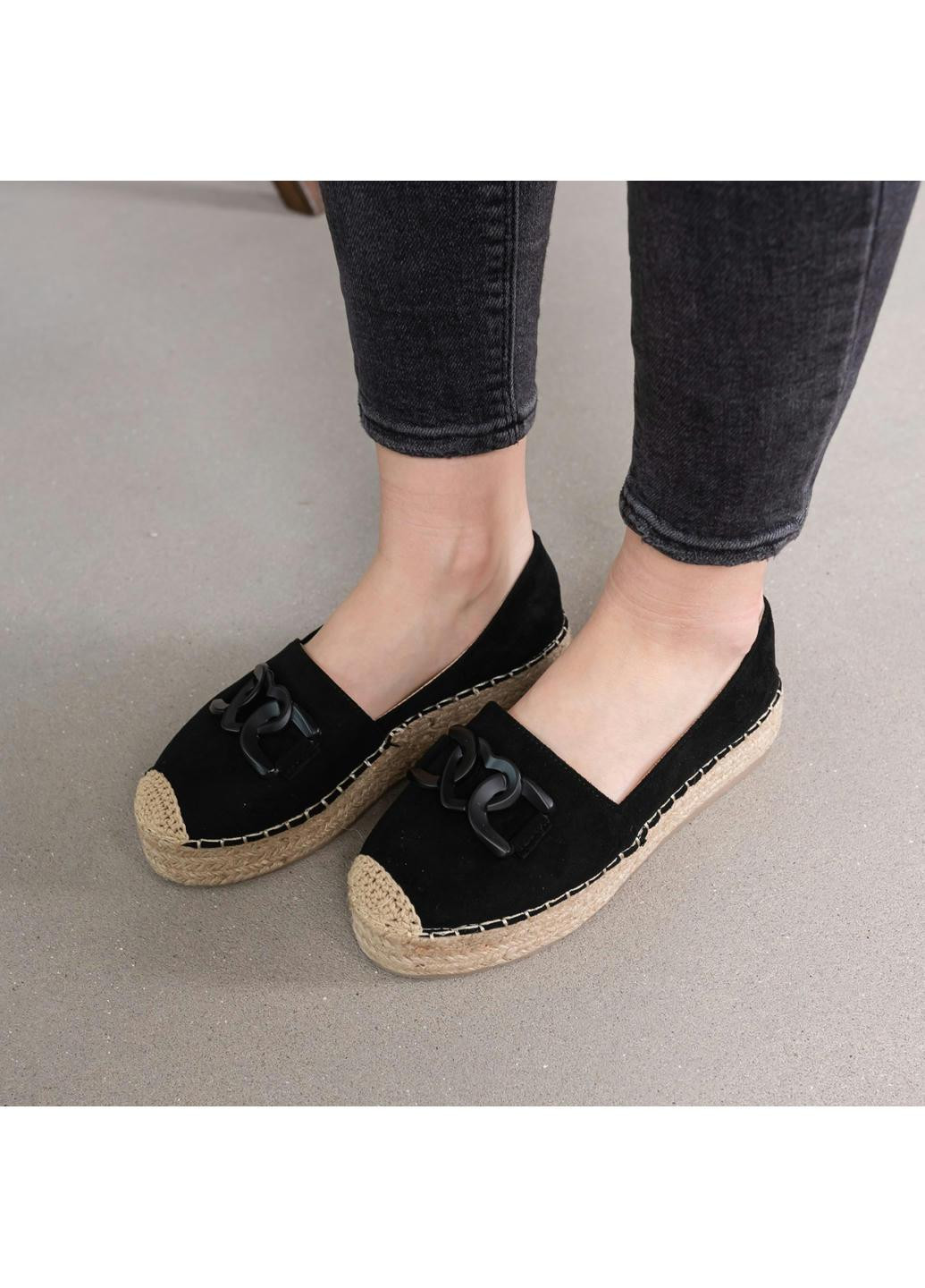 Чёрные женские эспадрильи favorite 3976 23 черный Fashion однотонный (265391549)