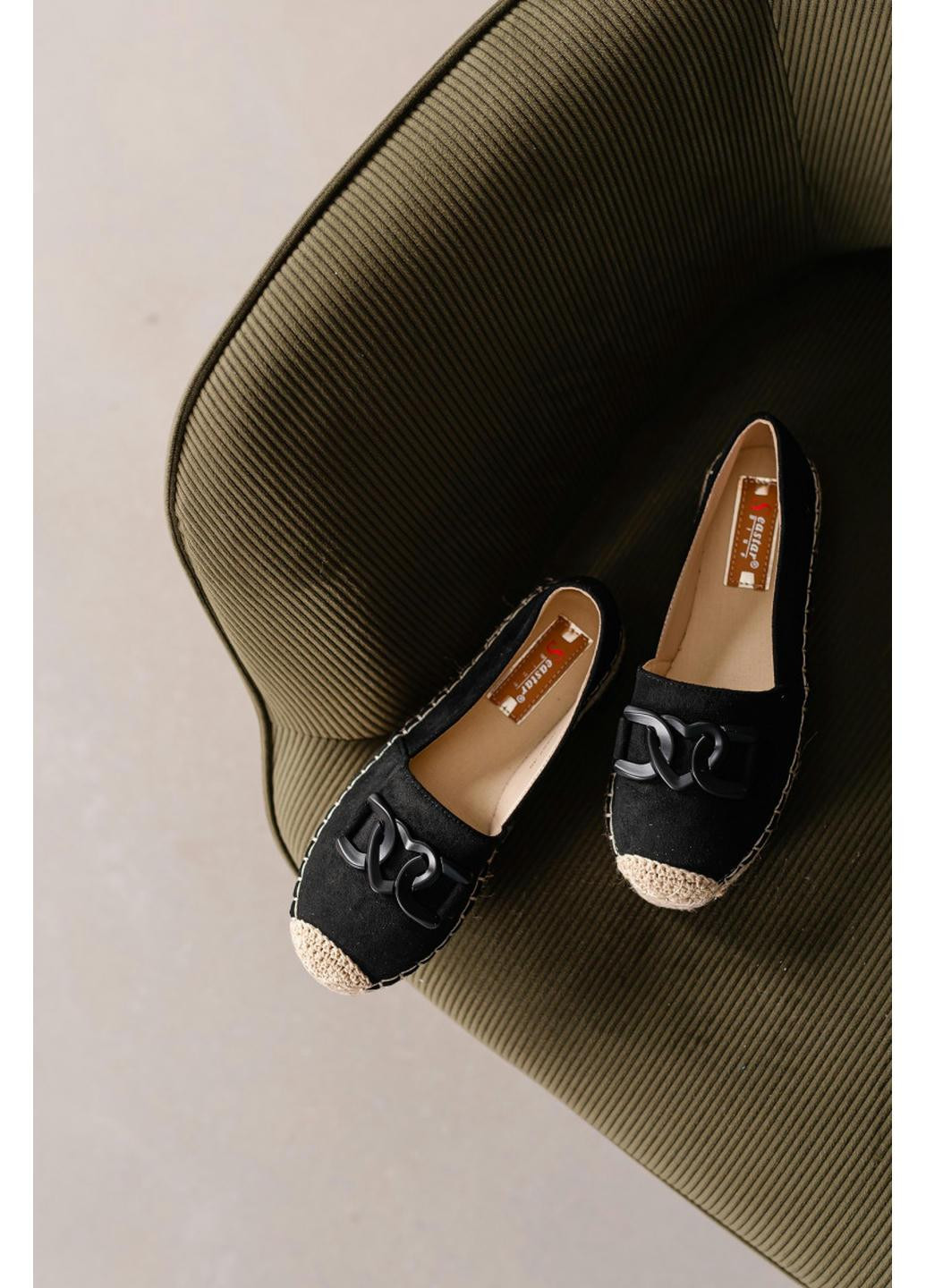 Чёрные женские эспадрильи favorite 3976 23 черный Fashion однотонный (265391549)