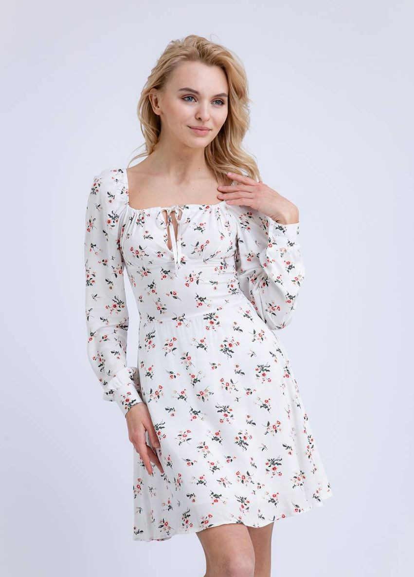 Белоснежное повседневный платье romashka Ромашка с цветочным принтом