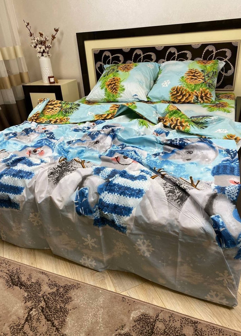 Комплект постельного белья Снеговички семейный 215 х 150 см 2 шт No Brand (265542683)