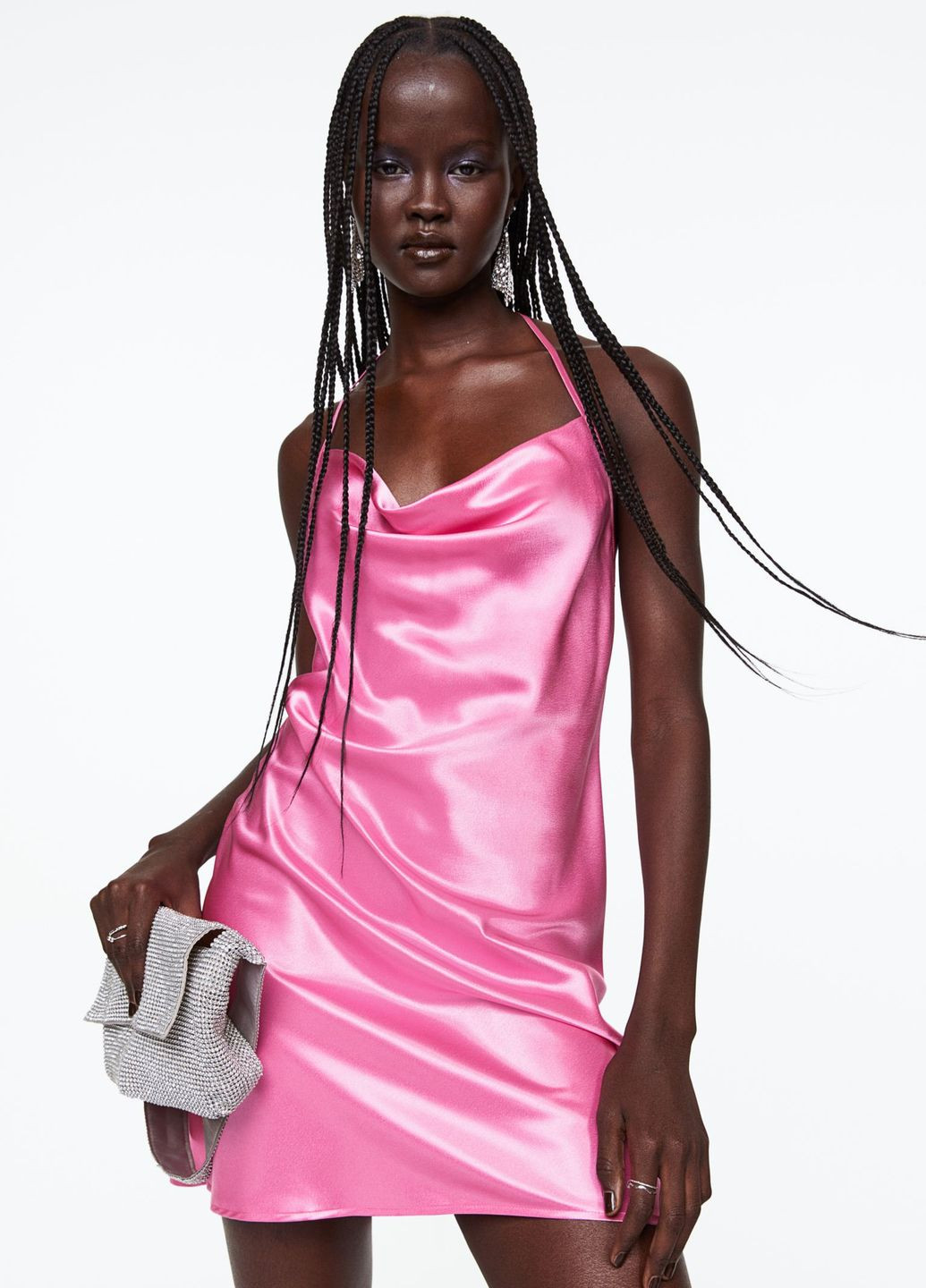 Розовое повседневный платье атласное H&M однотонное