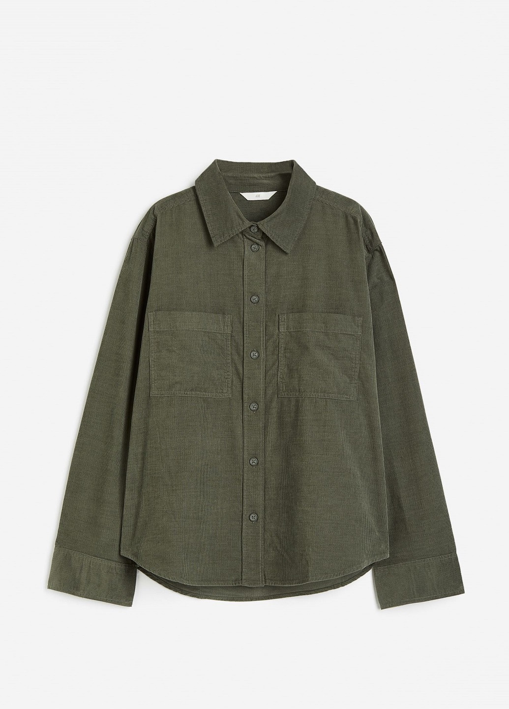 Темно-зеленая кэжуал рубашка однотонная H&M