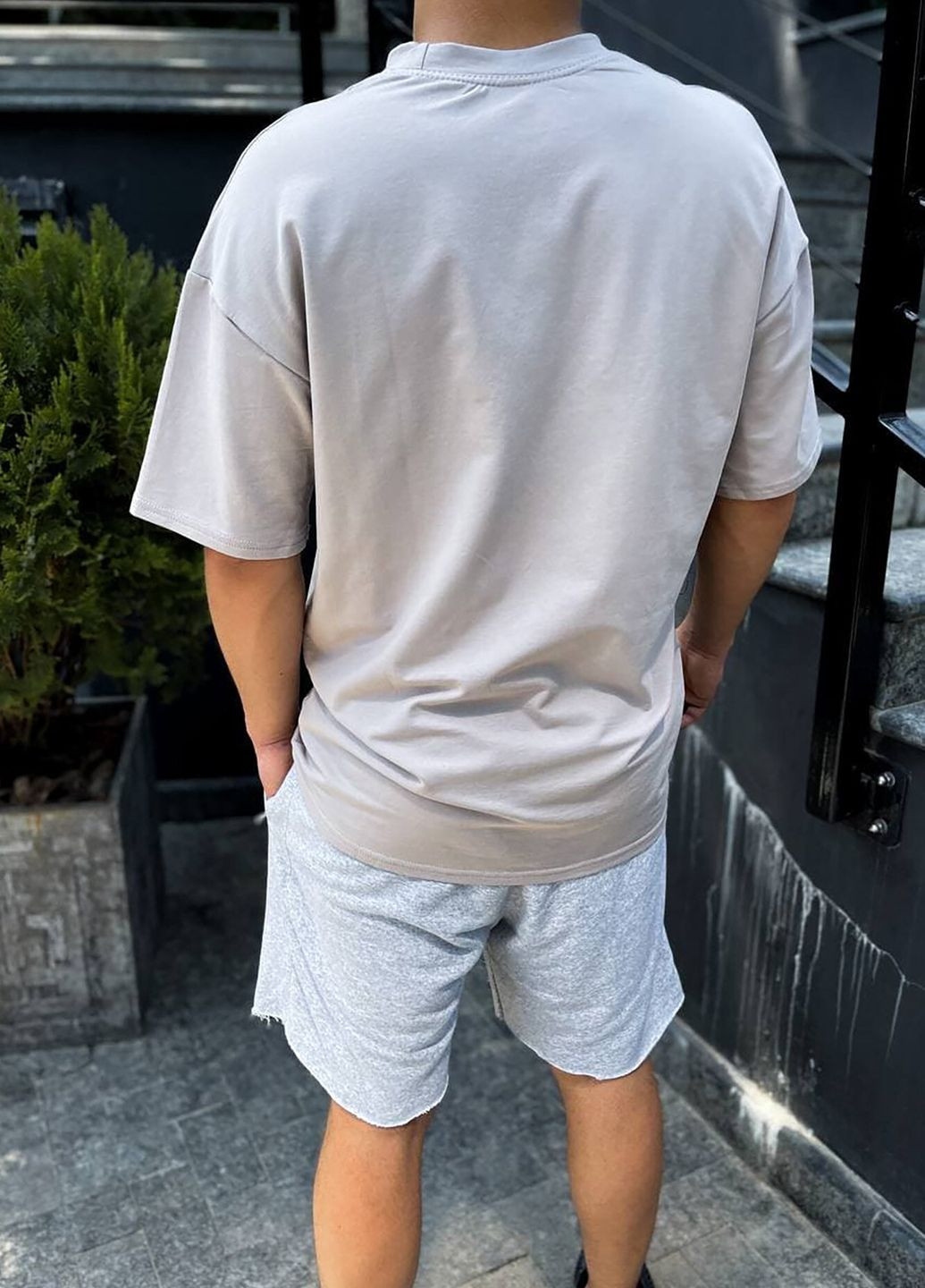 Бежевая оверсайз футболка future light GRUF