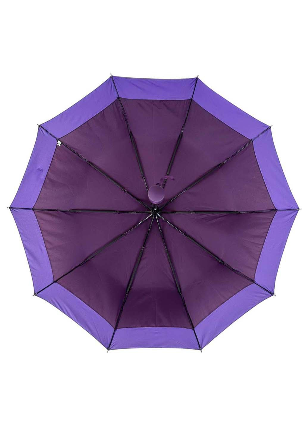 Фіолетова складна парасоля напівавтомат зі смужкою по краю Bellissima (265992074)