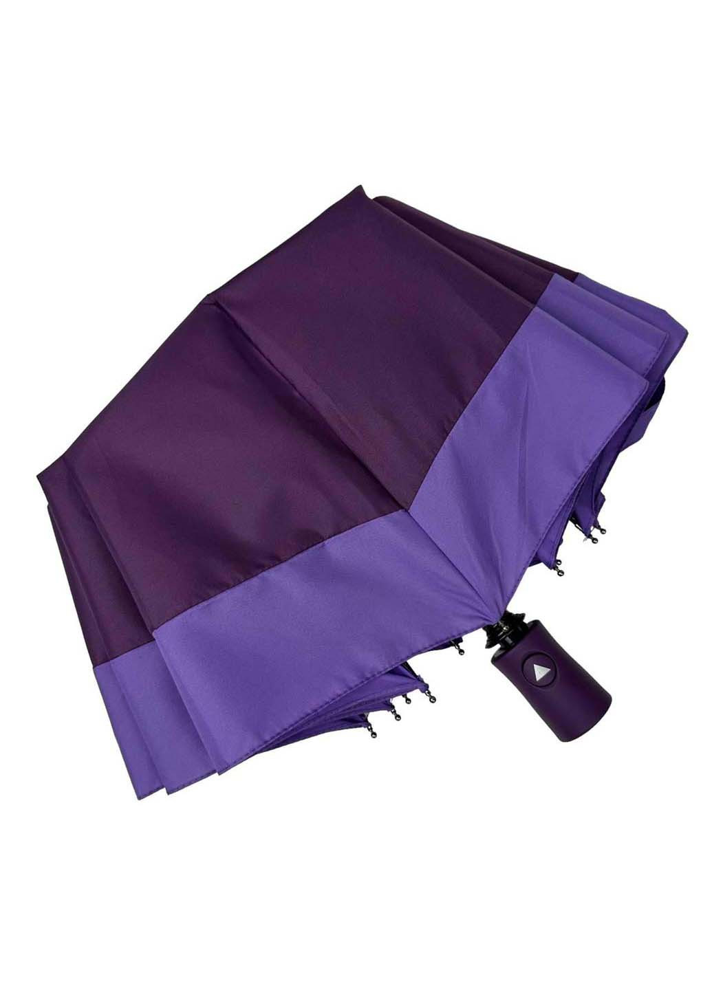 Фіолетова складна парасоля напівавтомат зі смужкою по краю Bellissima (265992074)