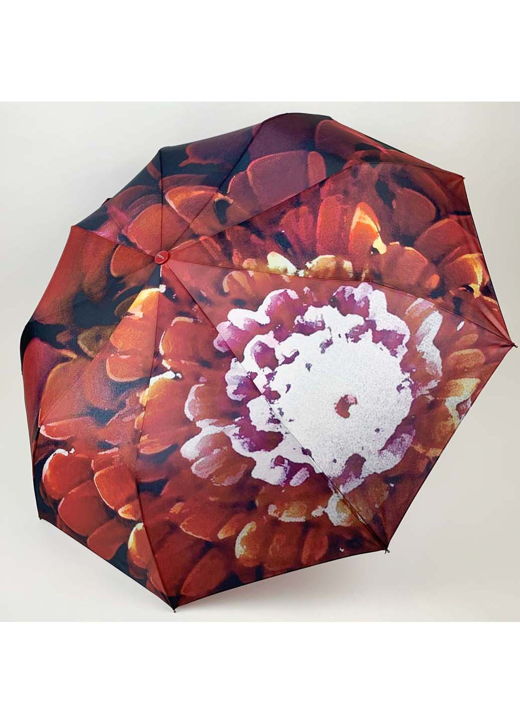 Теракотова жіноча складна парасоля автомат c принтом Flagman (265992110)