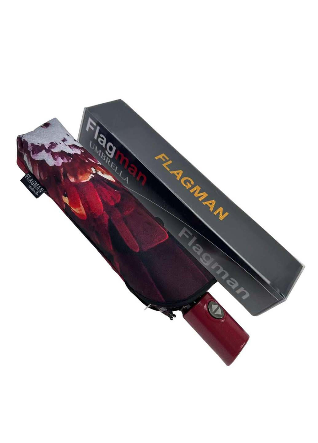 Теракотова жіноча складна парасоля автомат c принтом Flagman (265992110)