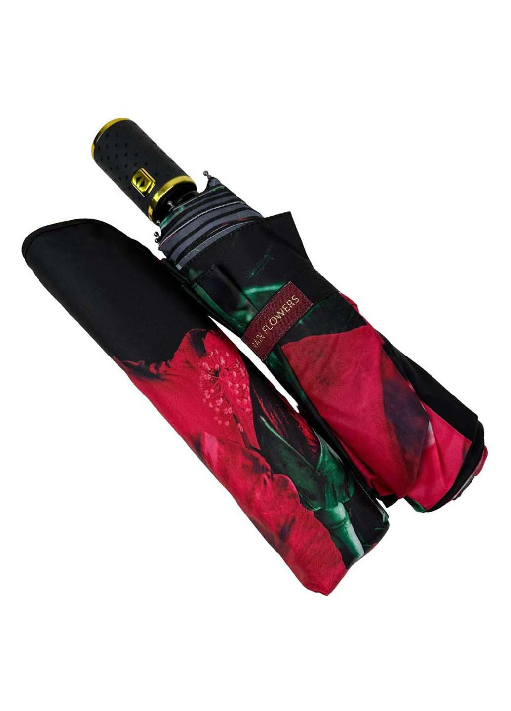 Чёрный женский зонт-автомат в подарочной упаковке с платком Rain (265992242)