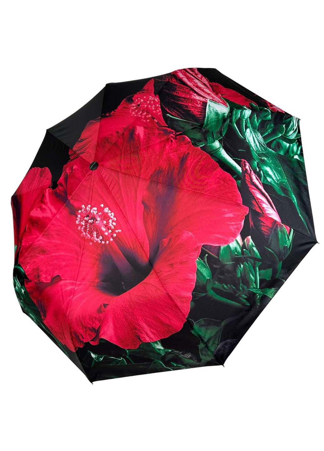 Чёрный женский зонт-автомат в подарочной упаковке с платком Rain (265992242)