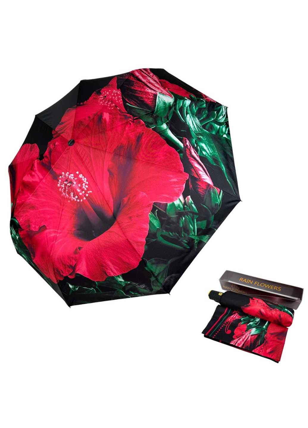 Жіноча парасолька-автомат у подарунковій упаковці з хустинкою Rain (265992242)