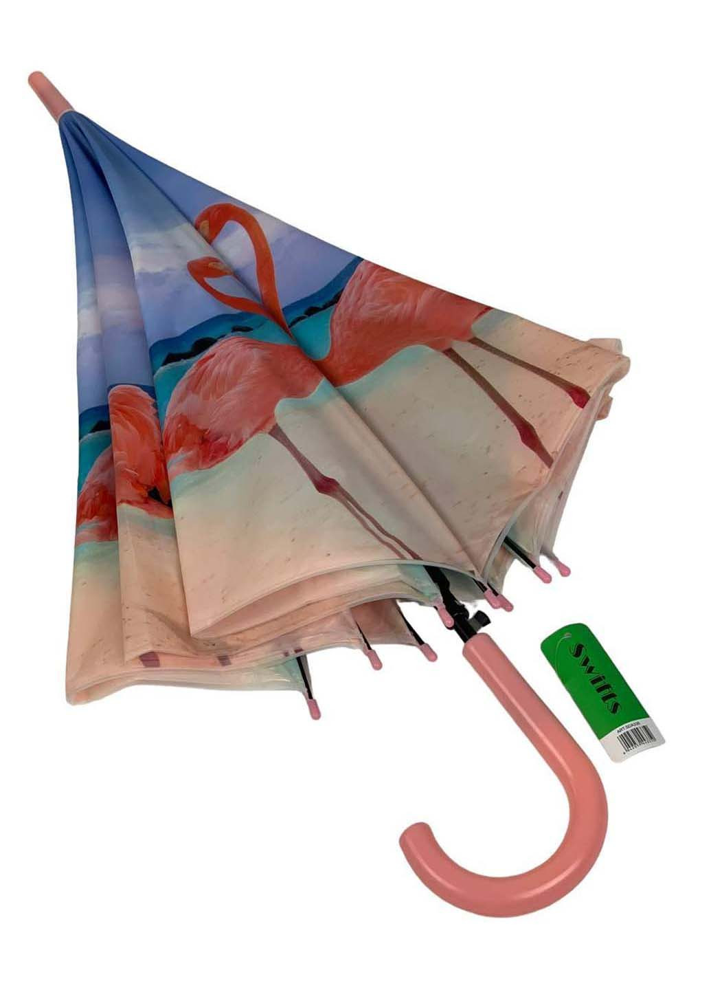 Женский зонт-трость полуавтомат с розовой ручкой Swift (265992151)