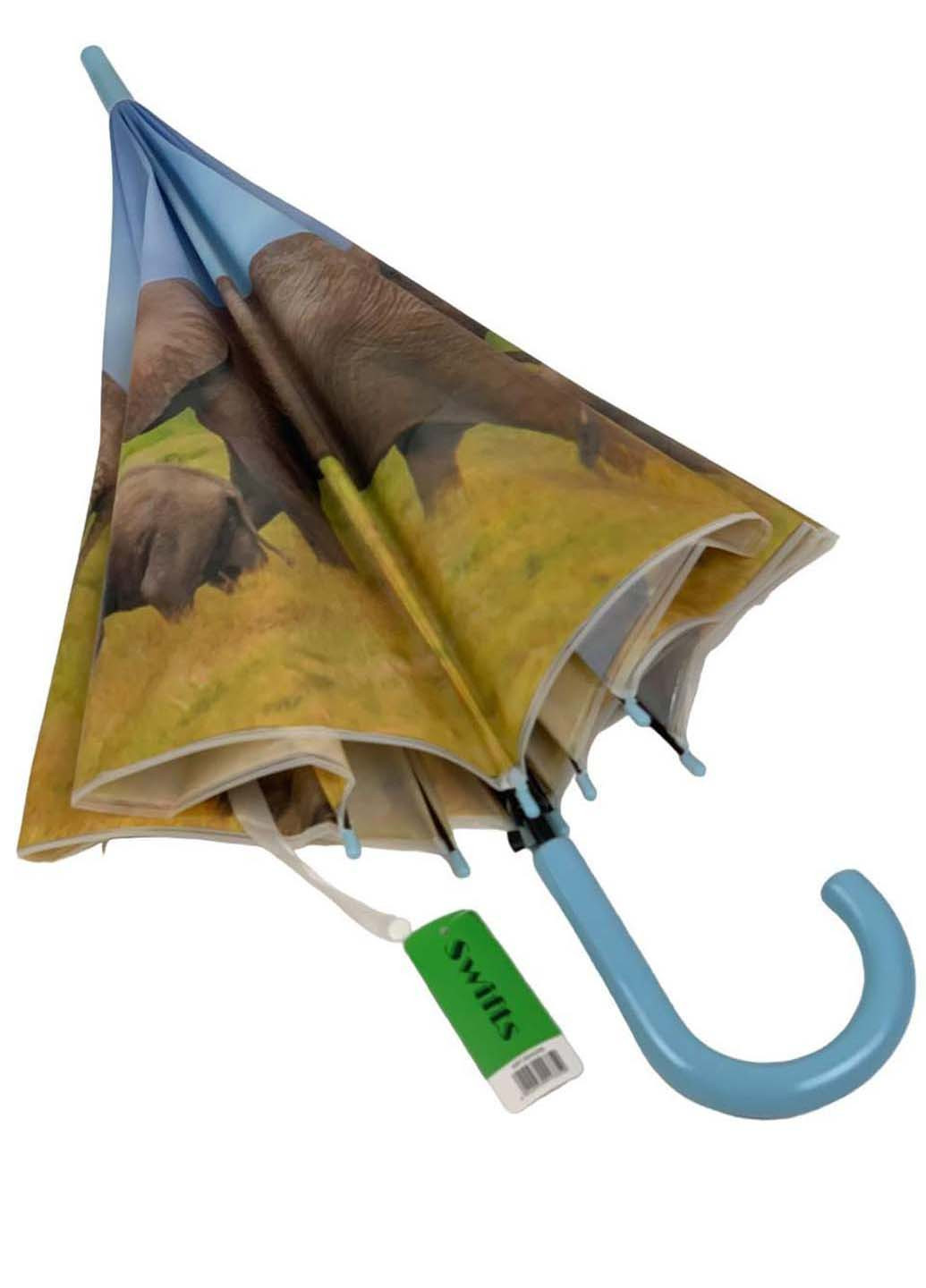 Женский зонт-трость полуавтомат с голубой ручкой Swift (265992149)