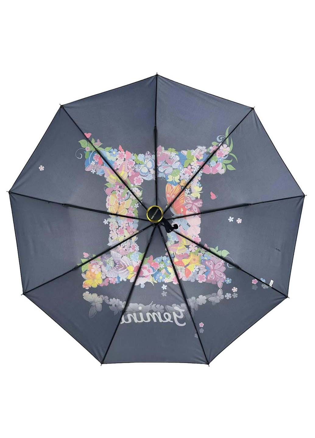 Чёрный женский зонт-автомат "зодиак" в подарочной упаковке с платком Rain (265992240)